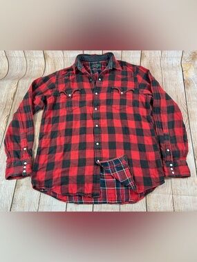 Mens Polo Ralph Lauren Polo Country Red Plaid Buffalo Check Pearl Snap Shirt XL